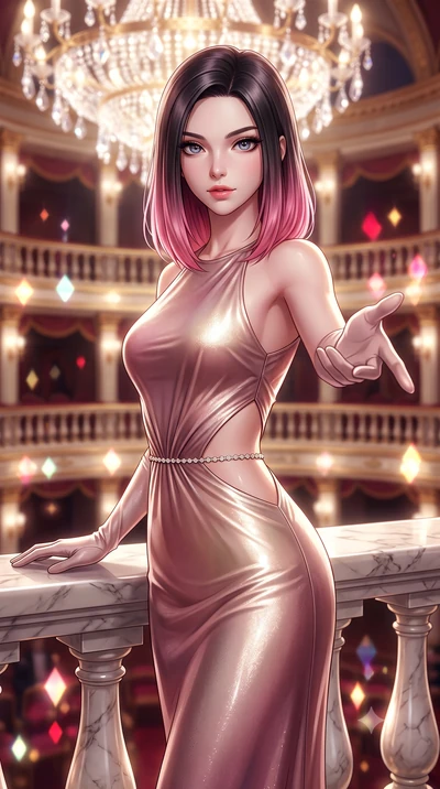 score_9, masterpiece, best quality, ultra-detailed, high-budget anime keyframe, semi-realistic 3D game render, editorial fashion photography, tasteful artistic composition, Korean woman. close-up cowboy shot from the waist and thighs up, the characte