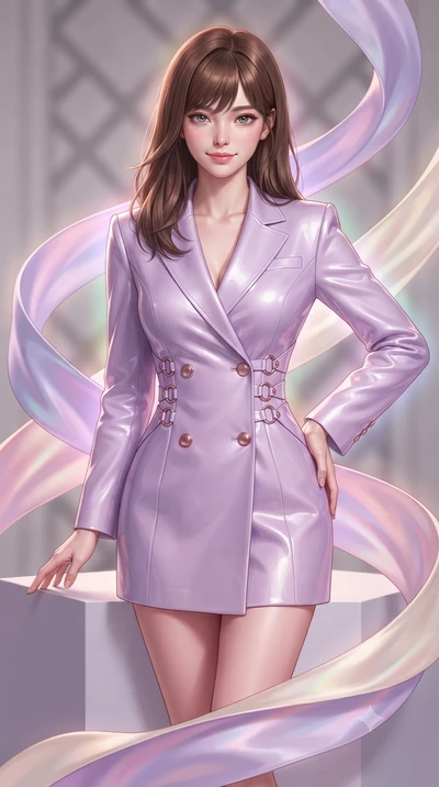 score_9, masterpiece, best quality, ultra-detailed, high-budget anime keyframe, editorial fashion photography, tasteful artistic composition, Korean woman. close-up cowboy shot from the waist and thighs up, the character dominates the composition, fi