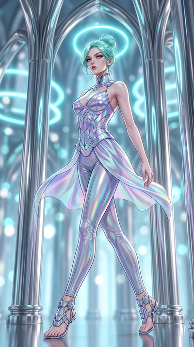 score_9, masterpiece, best quality, ultra-detailed, high-budget anime keyframe, editorial fashion photography, tasteful artistic composition, Japanese woman. low angle full-body shot from head to toe showing her feet, filling the entire 9:16 vertical