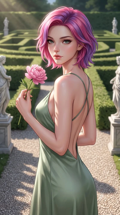 score_9, masterpiece, best quality, ultra-detailed, high-budget anime keyframe, editorial fashion photography, tasteful artistic composition, Caucasian woman woman. close-up cowboy shot from the waist and thighs up, the character dominates the compos