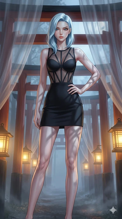 score_9, masterpiece, best quality, ultra-detailed, high-budget anime keyframe, editorial fashion photography, tasteful artistic composition, Korean woman. cowboy shot from the thighs up, character and outfit filling the frame for maximum editorial p