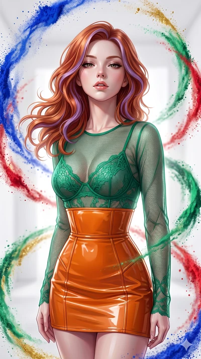 score_9, masterpiece, best quality, ultra-detailed, high-budget anime keyframe, editorial fashion photography, tasteful artistic composition, Caucasian woman, strictly human ears. close-up cowboy shot from the waist and thighs up, the character domin