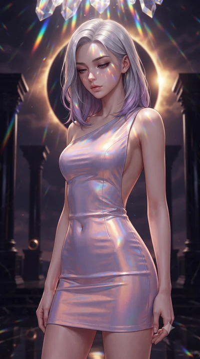 score_9, masterpiece, best quality, ultra-detailed, high-budget anime keyframe, editorial fashion photography, tasteful artistic composition, Caucasian woman, strictly human ears. close-up cowboy shot from the waist and thighs up, the character domin