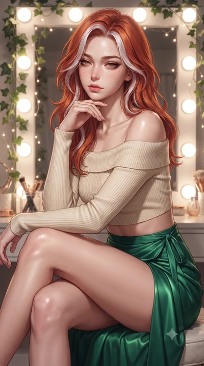 score_9, masterpiece, best quality, ultra-detailed, high-budget anime keyframe, editorial fashion photography, tasteful artistic composition, Caucasian woman. close-up cowboy shot from the waist and thighs up, the character dominates the composition,