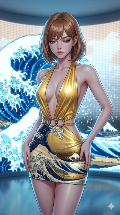 score_9, masterpiece, best quality, ultra-detailed, high-budget anime keyframe, editorial fashion photography, tasteful artistic composition, Caucasian woman, strictly human ears. close-up cowboy shot from the waist and thighs up, the character domin