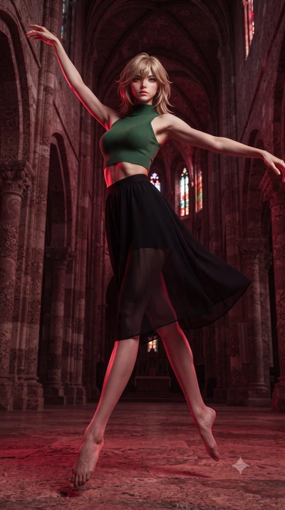score_9, masterpiece, best quality, ultra-detailed, high-budget anime keyframe, editorial fashion photography, tasteful artistic composition, Japanese woman. low angle full-body shot from head to toe showing her feet, filling the entire 9:16 vertical