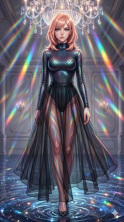 score_9, masterpiece, best quality, ultra-detailed, high-budget anime keyframe, editorial fashion photography, tasteful artistic composition, Japanese woman. cowboy shot from the thighs up, character and outfit filling the frame for maximum editorial
