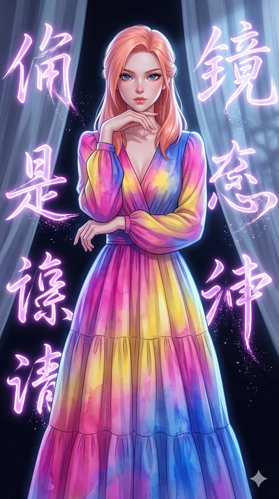 score_9, masterpiece, best quality, ultra-detailed, high-budget anime keyframe, editorial fashion photography, tasteful artistic composition, Japanese woman. close-up cowboy shot from the waist and thighs up, the character dominates the composition, 