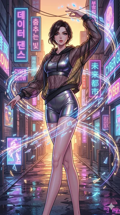 첨부의 캐릭터를 고정하여, 절대로 의상과 포즈를 동일하게 하지말고 현재 프롬프트 기반으로 이미지를 완전히 재구성해야해. score_9, masterpiece, best quality, ultra-detailed, high-budget anime movie keyframe, cinematic anime lighting, intricate line art, Japanese woman. Medium shot of upper body capturing