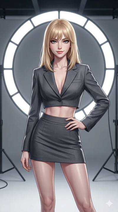 score_9, masterpiece, best quality, ultra-detailed, high-budget anime keyframe, editorial fashion photography, tasteful artistic composition, Japanese woman. cowboy shot from the thighs up, character and outfit filling the frame for maximum editorial