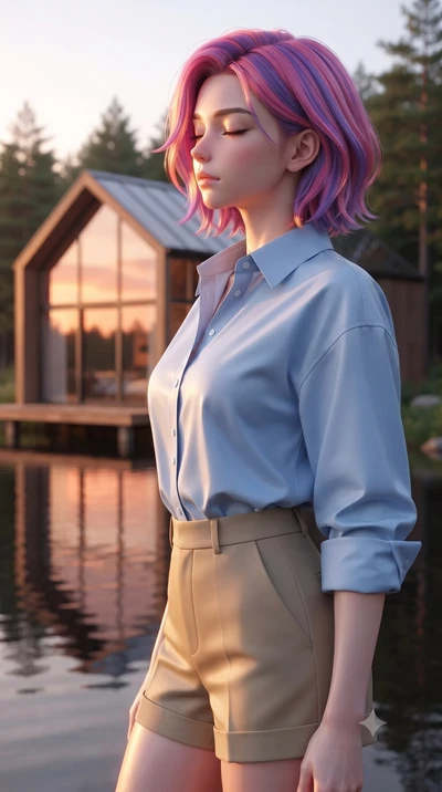 score_9, masterpiece, best quality, ultra-detailed, high-budget anime keyframe, editorial fashion photography, tasteful artistic composition, Caucasian woman woman. close-up cowboy shot from the waist and thighs up, the character dominates the compos