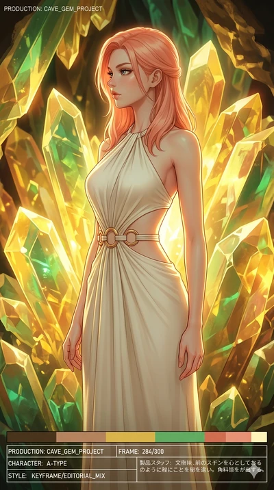score_9, masterpiece, best quality, ultra-detailed, high-budget anime keyframe, editorial fashion photography, tasteful artistic composition, Japanese woman. cowboy shot from the thighs up, character and outfit filling the frame for maximum editorial