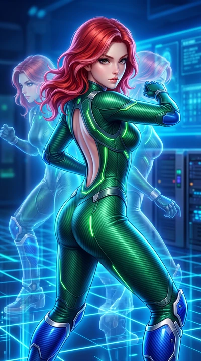 score_9, masterpiece, best quality, ultra-detailed, high-budget anime keyframe, semi-realistic 3D game render, editorial fashion photography, tasteful artistic composition, Caucasian woman. close-up cowboy shot from the waist and thighs up, the chara