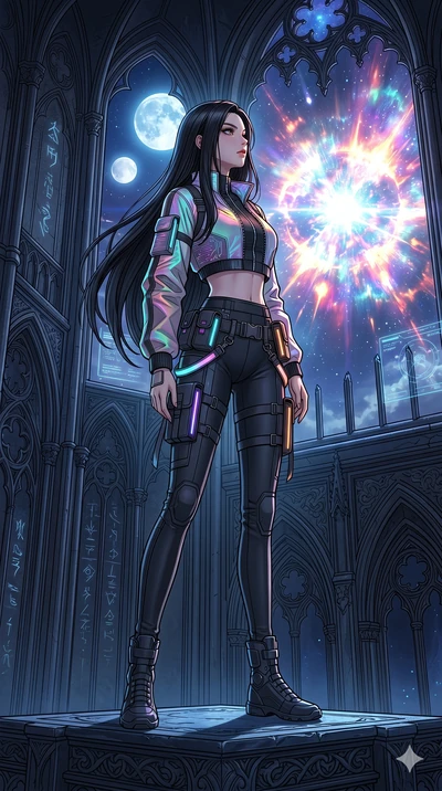 score_9, masterpiece, best quality, ultra-detailed, high-budget anime movie keyframe, cinematic anime lighting, intricate line art, Caucasian (strictly human ears) anime girl. Dynamic full-body shot stretching the vertical silhouette across the 9:16 