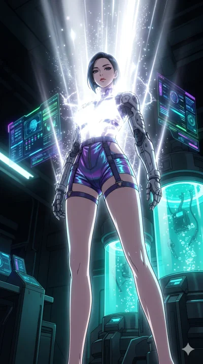 score_9, masterpiece, best quality, ultra-detailed, High-budget Anime Keyframe, vibrant colors, fluid line-art, expressive lighting, cinematic composition, Ufotable-style visual effects, top-tier animation quality, Korean woman with idol-like refined