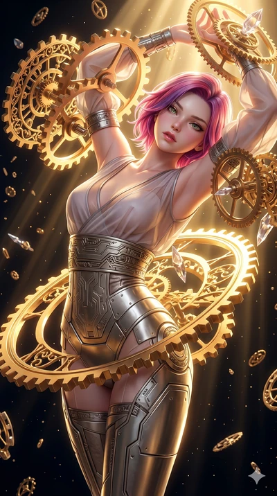 score_9, masterpiece, best quality, ultra-detailed, high-budget anime keyframe, semi-realistic 3D game render, Caucasian woman, strictly human ears. Upper body close-up from the thighs up, character filling the screen for maximum presence. She is int