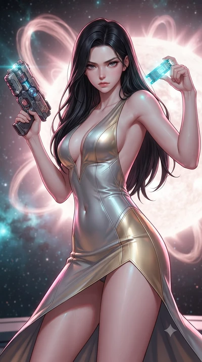 score_9, masterpiece, best quality, ultra-detailed, high-budget anime keyframe, editorial fashion photography, tasteful artistic composition, realistic cosplay photography, Korean woman. close-up cowboy shot from the waist and thighs up, the characte