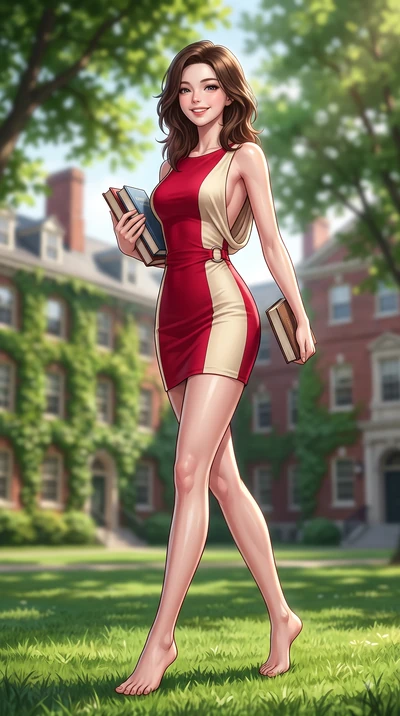 score_9, masterpiece, best quality, ultra-detailed, high-budget anime keyframe, editorial fashion photography, tasteful artistic composition, Korean woman. low angle full-body shot from head to toe showing her feet, filling the entire 9:16 vertical f