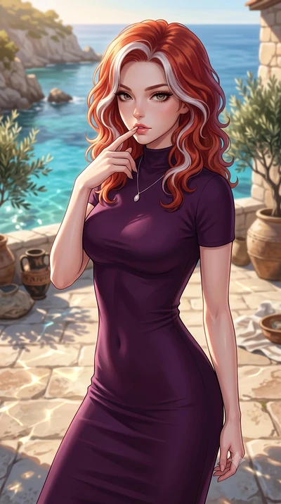 score_9, masterpiece, best quality, ultra-detailed, high-budget anime keyframe, editorial fashion photography, tasteful artistic composition, Caucasian woman woman. close-up cowboy shot from the waist and thighs up, the character dominates the compos