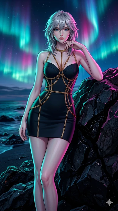 score_9, masterpiece, best quality, ultra-detailed, high-budget anime keyframe, editorial fashion photography, tasteful artistic composition, Japanese woman. cowboy shot from the thighs up, character and outfit filling the frame for maximum editorial