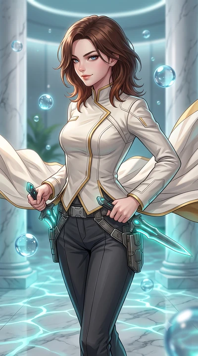 score_9, masterpiece, best quality, ultra-detailed, high-budget anime keyframe, editorial fashion photography, tasteful artistic composition, Korean woman. close-up cowboy shot from the waist and thighs up, the character dominates the composition, fi