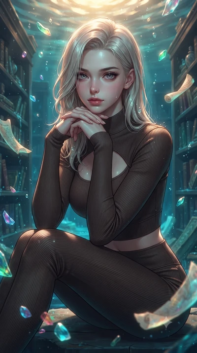 score_9, masterpiece, best quality, ultra-detailed, high-budget anime keyframe, editorial fashion photography, tasteful artistic composition, Caucasian woman. close-up cowboy shot from the waist and thighs up, the character dominates the composition,