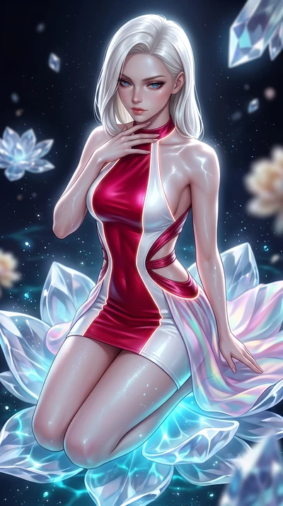 score_9, masterpiece, best quality, ultra-detailed, high-budget anime keyframe, semi-realistic 3D game render, editorial fashion photography, tasteful artistic composition, Caucasian woman. close-up cowboy shot from the waist and thighs up, the chara