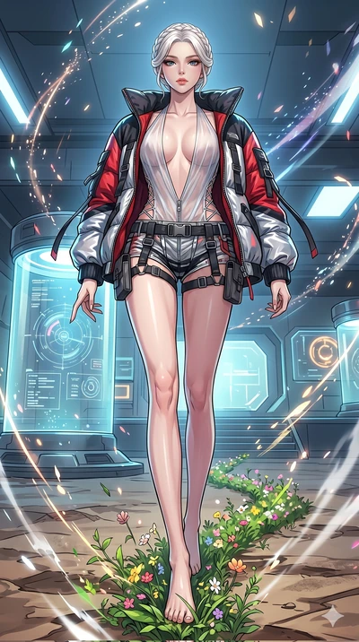 score_9, masterpiece, best quality, ultra-detailed, High-budget Anime Keyframe, vibrant colors, fluid line-art, expressive lighting, cinematic composition, Ufotable-style visual effects, top-tier animation quality, Korean woman with idol-like refined