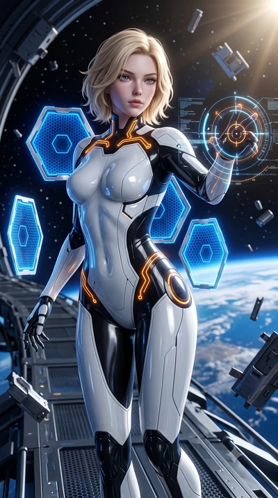 score_9, masterpiece, best quality, ultra-detailed, high-budget anime keyframe, semi-realistic 3D game render, editorial fashion photography, tasteful artistic composition, Caucasian woman. close-up cowboy shot from the waist and thighs up, the chara