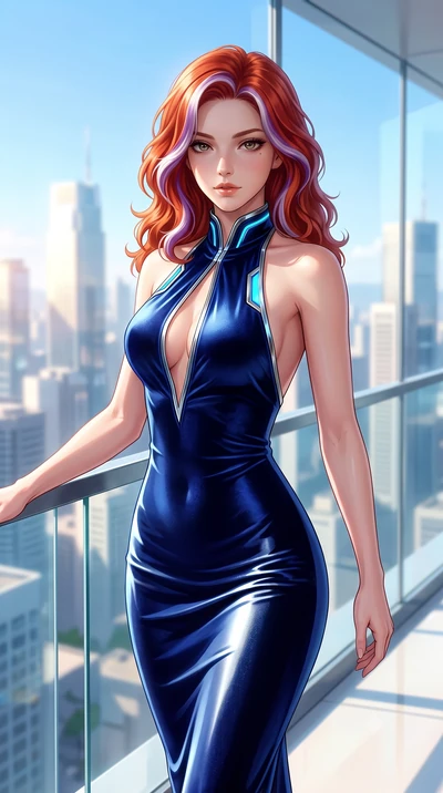 score_9, masterpiece, best quality, ultra-detailed, high-budget anime keyframe, semi-realistic 3D game render, editorial fashion photography, tasteful artistic composition, Caucasian woman. close-up cowboy shot from the waist and thighs up, the chara