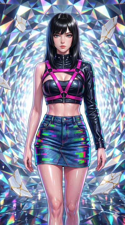 score_9, masterpiece, best quality, ultra-detailed, high-budget anime keyframe, editorial fashion photography, tasteful artistic composition, Caucasian woman, strictly human ears. upper body close-up from the thighs up, character filling the screen f