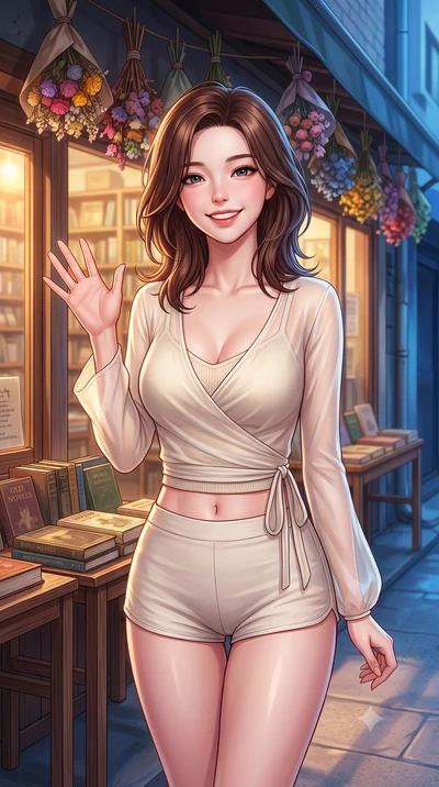 score_9, masterpiece, best quality, ultra-detailed, high-budget anime keyframe, editorial fashion photography, tasteful artistic composition, Korean woman. close-up cowboy shot from the waist and thighs up, the character dominates the composition, fi
