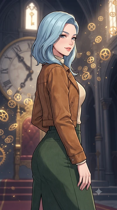 score_9, masterpiece, best quality, ultra-detailed, high-budget anime keyframe, gorgeous anime illustration, with clean line-art and distinct ink outlines, Korean woman. close-up cowboy shot from the waist and thighs up, the character dominates the c