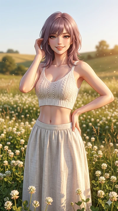 score_9, masterpiece, best quality, ultra-detailed, high-budget anime keyframe, editorial fashion photography, tasteful artistic composition, Japanese woman. cowboy shot from the thighs up, character and outfit filling the frame for maximum editorial