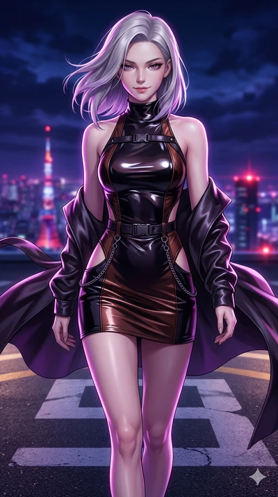 score_9, masterpiece, best quality, ultra-detailed, high-budget anime keyframe, semi-realistic 3D game render, editorial fashion photography, tasteful artistic composition, Caucasian woman. close-up cowboy shot from the waist and thighs up, the chara