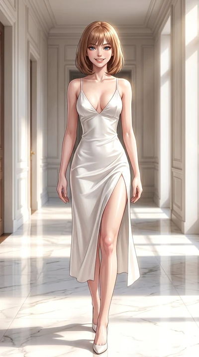 score_9, masterpiece, best quality, ultra-detailed, high-budget anime keyframe, editorial fashion photography, tasteful artistic composition, Caucasian woman, strictly human ears. cowboy shot from the thighs up, character and outfit filling the frame