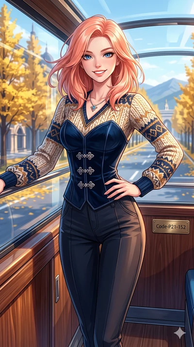 score_9, masterpiece, best quality, ultra-detailed, high-budget anime keyframe, vibrant anime aesthetic, Japanese woman. cowboy shot from the thighs up, character and outfit filling the frame for maximum presence. She is posing with a bright winter g