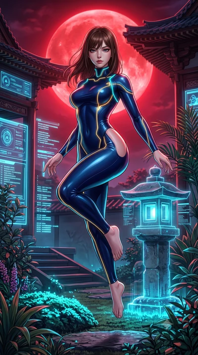 score_9, masterpiece, best quality, ultra-detailed, high-budget anime keyframe, semi-realistic 3D game render, editorial fashion photography, tasteful artistic composition, Korean woman. low angle full-body shot from head to toe showing her feet, fil