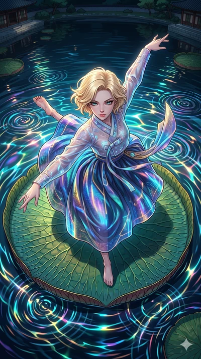 score_9, masterpiece, best quality, ultra-detailed, high-budget anime movie keyframe, cinematic anime lighting, intricate line art, Caucasian (strictly human ears) woman. Extreme high angle shot as she leaps towards the camera, filling the frame. dan