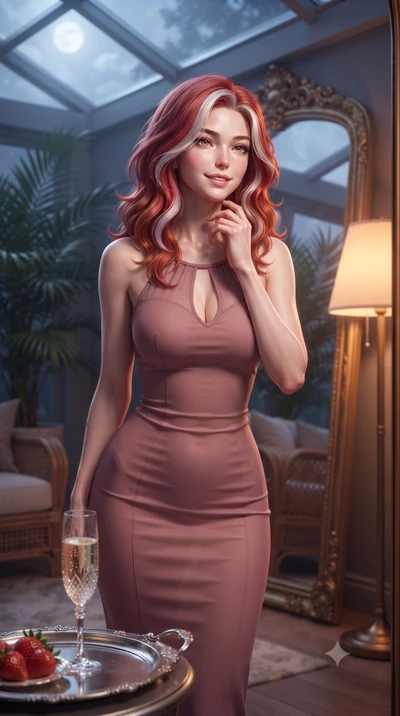 score_9, masterpiece, best quality, ultra-detailed, high-budget anime keyframe, editorial fashion photography, tasteful artistic composition, Caucasian woman. close-up cowboy shot from the waist and thighs up, the character dominates the composition,