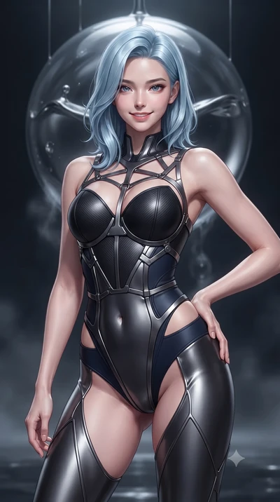 score_9, masterpiece, best quality, ultra-detailed, high-budget anime keyframe, editorial fashion photography, tasteful artistic composition, Korean woman. close-up cowboy shot from the waist and thighs up, the character dominates the composition, fi
