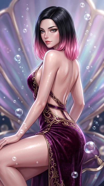 score_9, masterpiece, best quality, ultra-detailed, high-budget anime keyframe, editorial fashion photography, tasteful artistic composition, Korean woman. close-up cowboy shot from the waist and thighs up, the character dominates the composition, fi