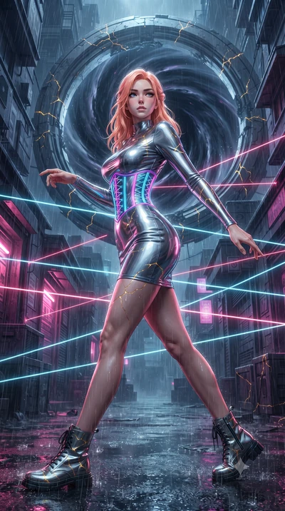 score_9, masterpiece, best quality, ultra-detailed, high-budget anime keyframe, editorial fashion photography, tasteful artistic composition, realistic cosplay photography, Japanese woman. low angle full-body shot from head to toe showing her feet, f