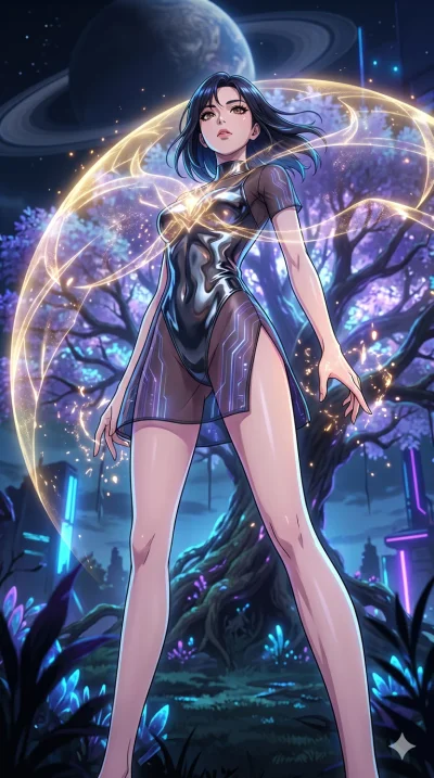 score_9, masterpiece, best quality, ultra-detailed, High-budget Anime Keyframe, vibrant colors, fluid line-art, expressive lighting, cinematic composition, Ufotable-style visual effects, top-tier animation quality, Korean woman with idol-like refined