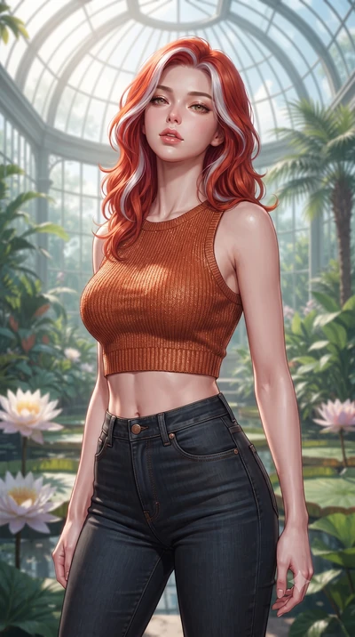 score_9, masterpiece, best quality, ultra-detailed, high-budget anime keyframe, editorial fashion photography, tasteful artistic composition, Caucasian woman woman. close-up cowboy shot from the waist and thighs up, the character dominates the compos