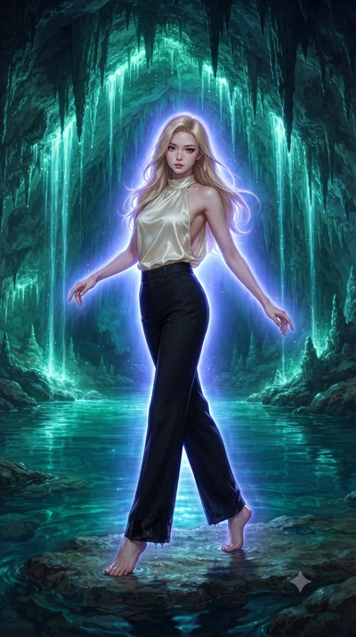 score_9, masterpiece, best quality, ultra-detailed, high-budget anime keyframe, editorial fashion photography, tasteful artistic composition, Korean woman. low angle full-body shot from head to toe showing her feet, filling the entire 9:16 vertical f