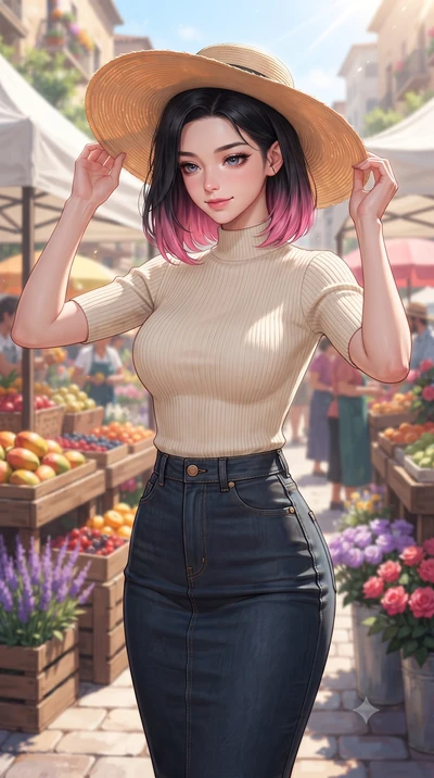score_9, masterpiece, best quality, ultra-detailed, high-budget anime keyframe, editorial fashion photography, tasteful artistic composition, Korean woman woman. close-up cowboy shot from the waist and thighs up, the character dominates the compositi