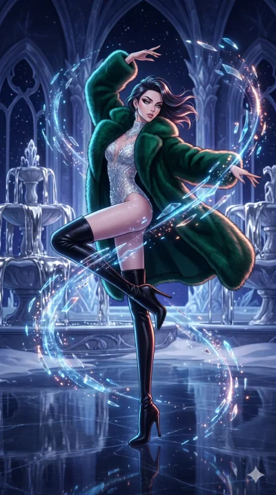 score_9, masterpiece, best quality, ultra-detailed, high-budget anime movie keyframe, cinematic anime lighting, intricate line art, Caucasian (strictly human ears) woman. Dynamic full-body shot stretching the vertical silhouette across the 9:16 frame