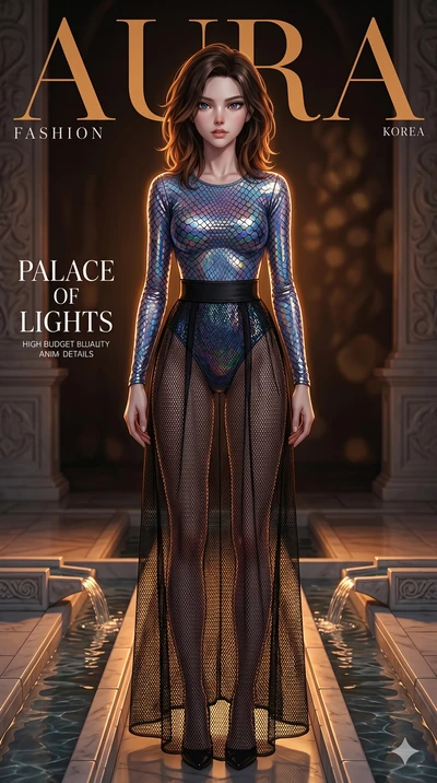 score_9, masterpiece, best quality, ultra-detailed, high-budget anime keyframe, editorial fashion photography, tasteful artistic composition, Korean woman. cowboy shot from the thighs up, character and outfit filling the frame for maximum editorial p