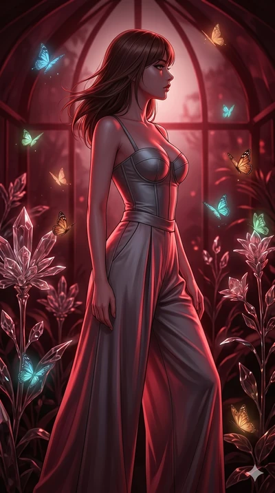 score_9, masterpiece, best quality, ultra-detailed, high-budget anime keyframe, editorial fashion photography, tasteful artistic composition, Korean woman. cowboy shot from the thighs up, character and outfit filling the frame for maximum editorial p